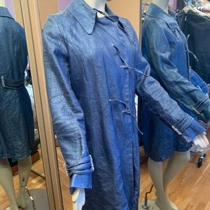 DaTE metallic denim linen trench coat L